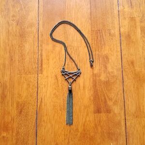 Bronze lattice and tassel accent necklace